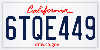 CA license plate 6TQE449