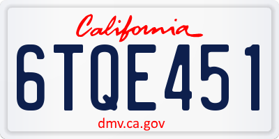 CA license plate 6TQE451