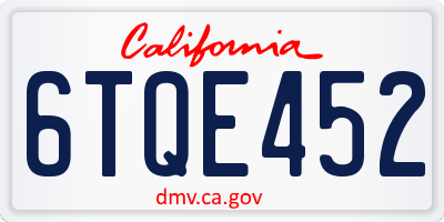 CA license plate 6TQE452