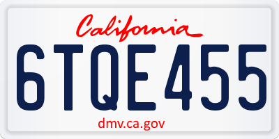 CA license plate 6TQE455