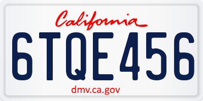 CA license plate 6TQE456