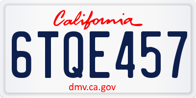 CA license plate 6TQE457