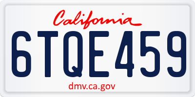 CA license plate 6TQE459