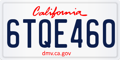 CA license plate 6TQE460