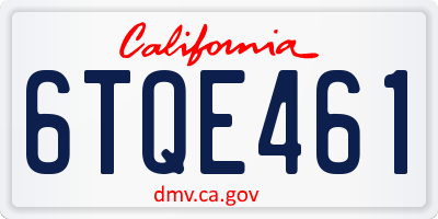 CA license plate 6TQE461