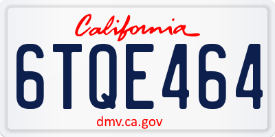 CA license plate 6TQE464