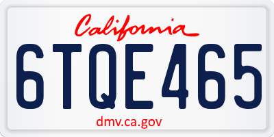 CA license plate 6TQE465