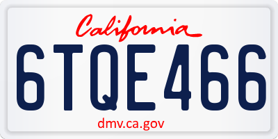 CA license plate 6TQE466