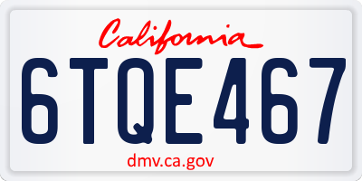 CA license plate 6TQE467