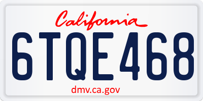 CA license plate 6TQE468