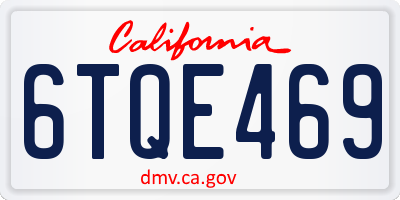 CA license plate 6TQE469