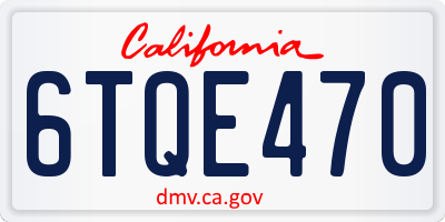 CA license plate 6TQE470