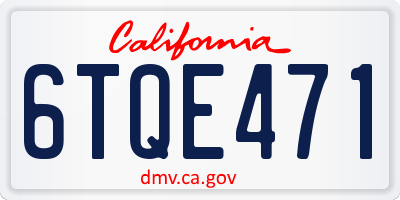 CA license plate 6TQE471