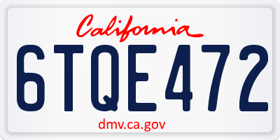 CA license plate 6TQE472