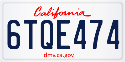 CA license plate 6TQE474