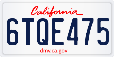 CA license plate 6TQE475