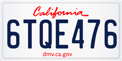 CA license plate 6TQE476