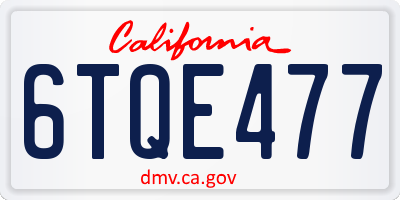 CA license plate 6TQE477