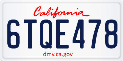 CA license plate 6TQE478