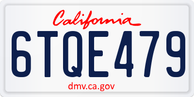 CA license plate 6TQE479