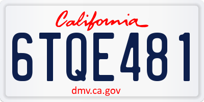 CA license plate 6TQE481