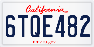 CA license plate 6TQE482