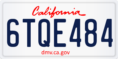 CA license plate 6TQE484