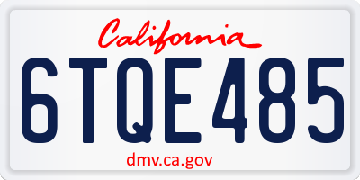 CA license plate 6TQE485