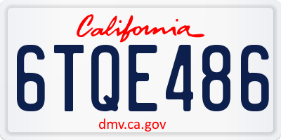 CA license plate 6TQE486