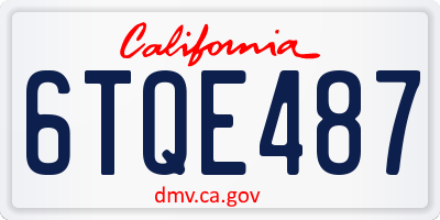 CA license plate 6TQE487