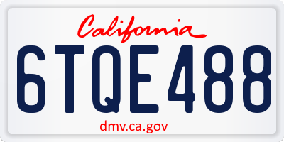 CA license plate 6TQE488