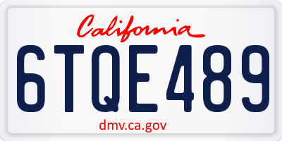 CA license plate 6TQE489