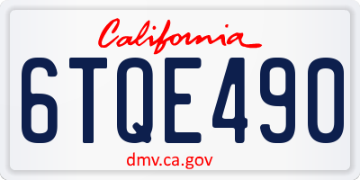 CA license plate 6TQE490