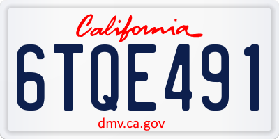 CA license plate 6TQE491