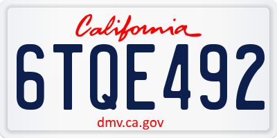 CA license plate 6TQE492