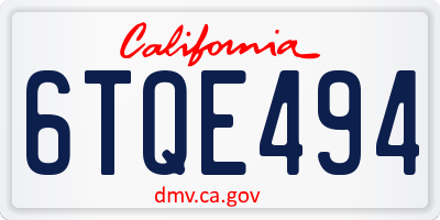 CA license plate 6TQE494