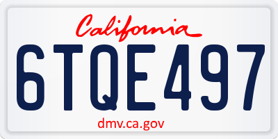 CA license plate 6TQE497