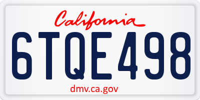 CA license plate 6TQE498