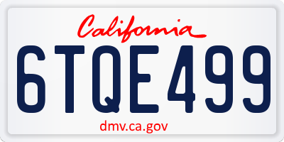 CA license plate 6TQE499