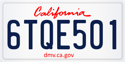 CA license plate 6TQE501