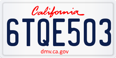 CA license plate 6TQE503