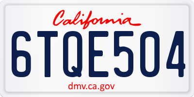 CA license plate 6TQE504