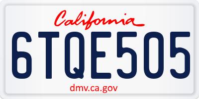 CA license plate 6TQE505