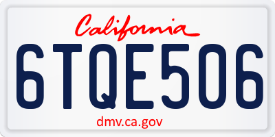 CA license plate 6TQE506