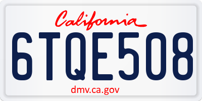 CA license plate 6TQE508