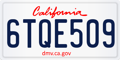 CA license plate 6TQE509