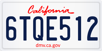 CA license plate 6TQE512