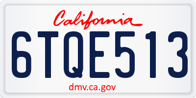 CA license plate 6TQE513