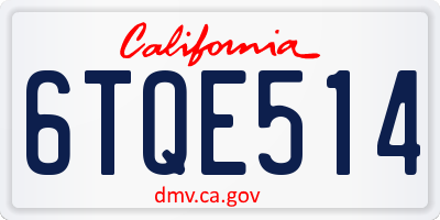 CA license plate 6TQE514