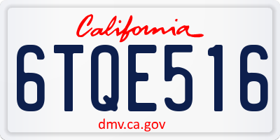 CA license plate 6TQE516